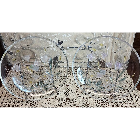 Set of 2 Savoir Vivre Crystal Germany Dessert Salad Plates Spring Meadows 7.5" - Picture 1 of 5